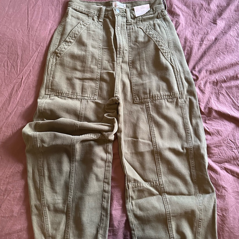 NWT Olive Green Barrel Pants